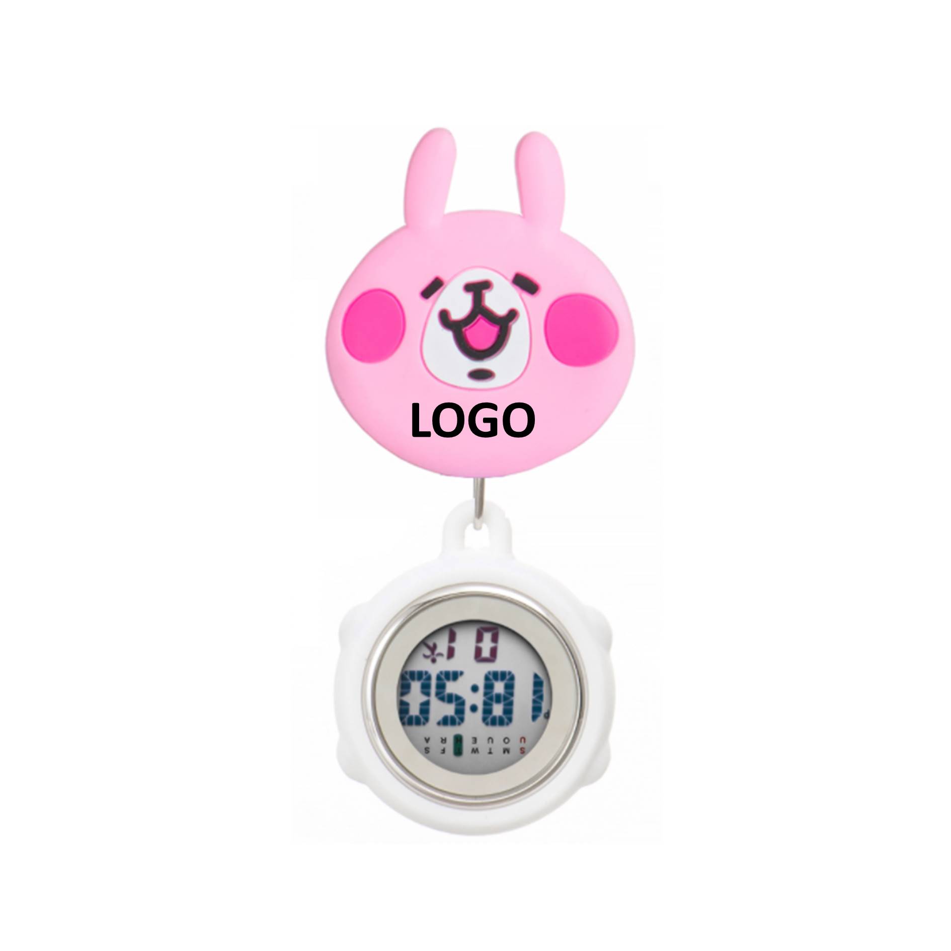 Silicone Cute Rabbit Pocket Clip Nurse Watch 1