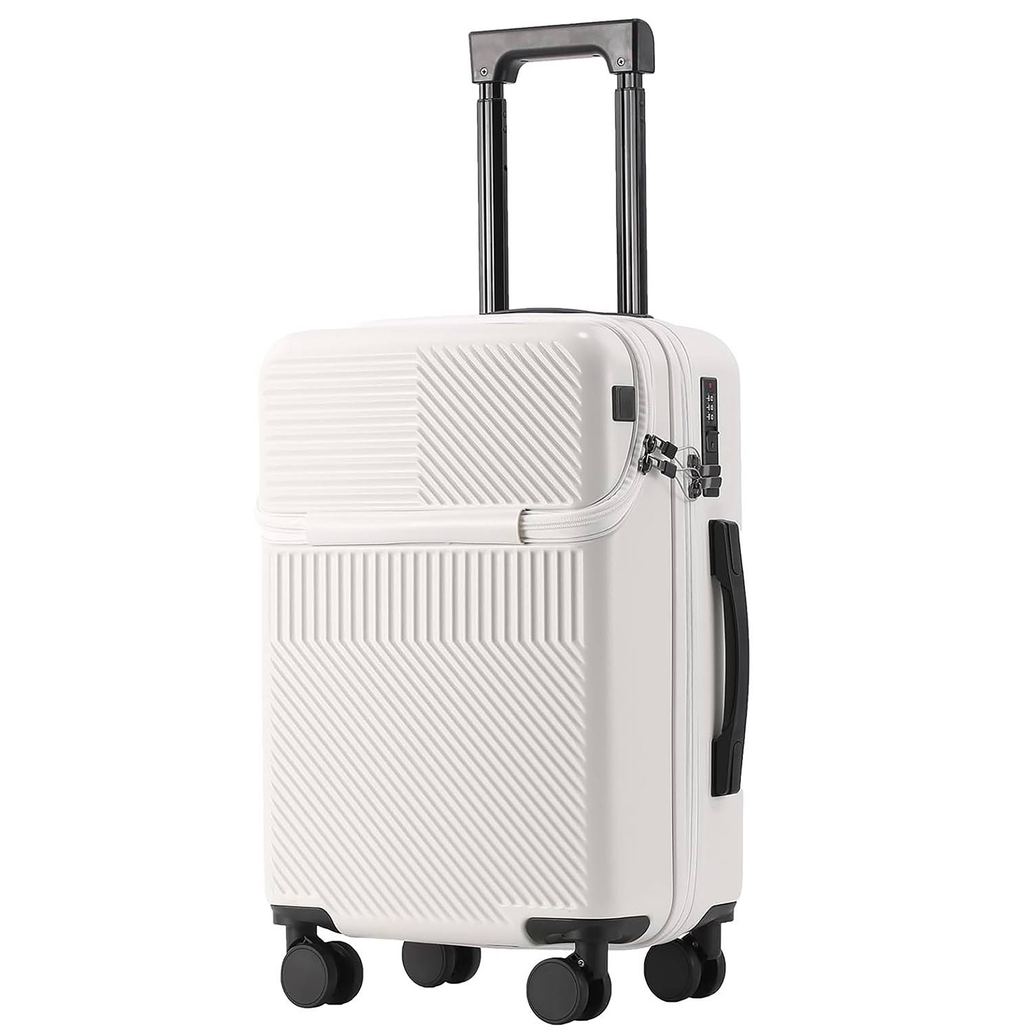 ABS USB Port Travel Suitcase w/ Cup Holder 2