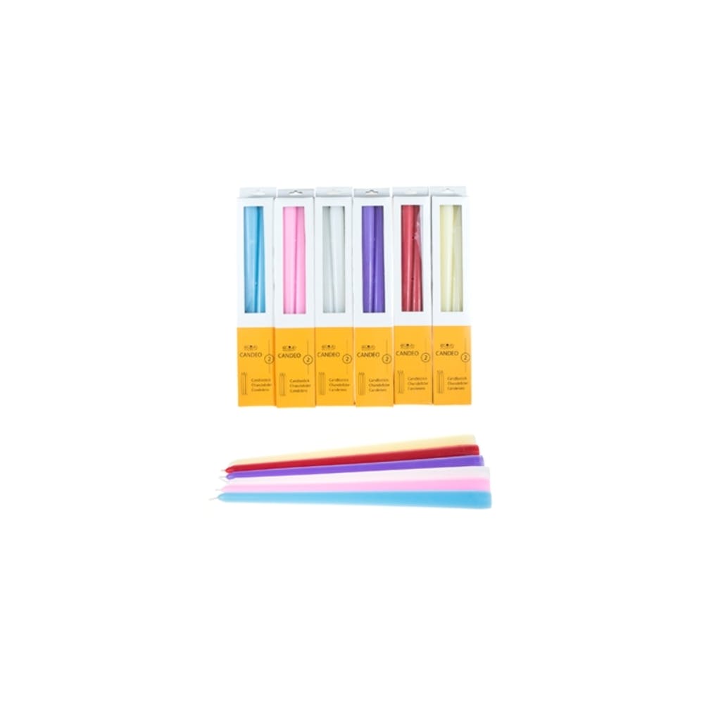 12" Taper Candles - 6 Colors Unscented 2 Pack 2