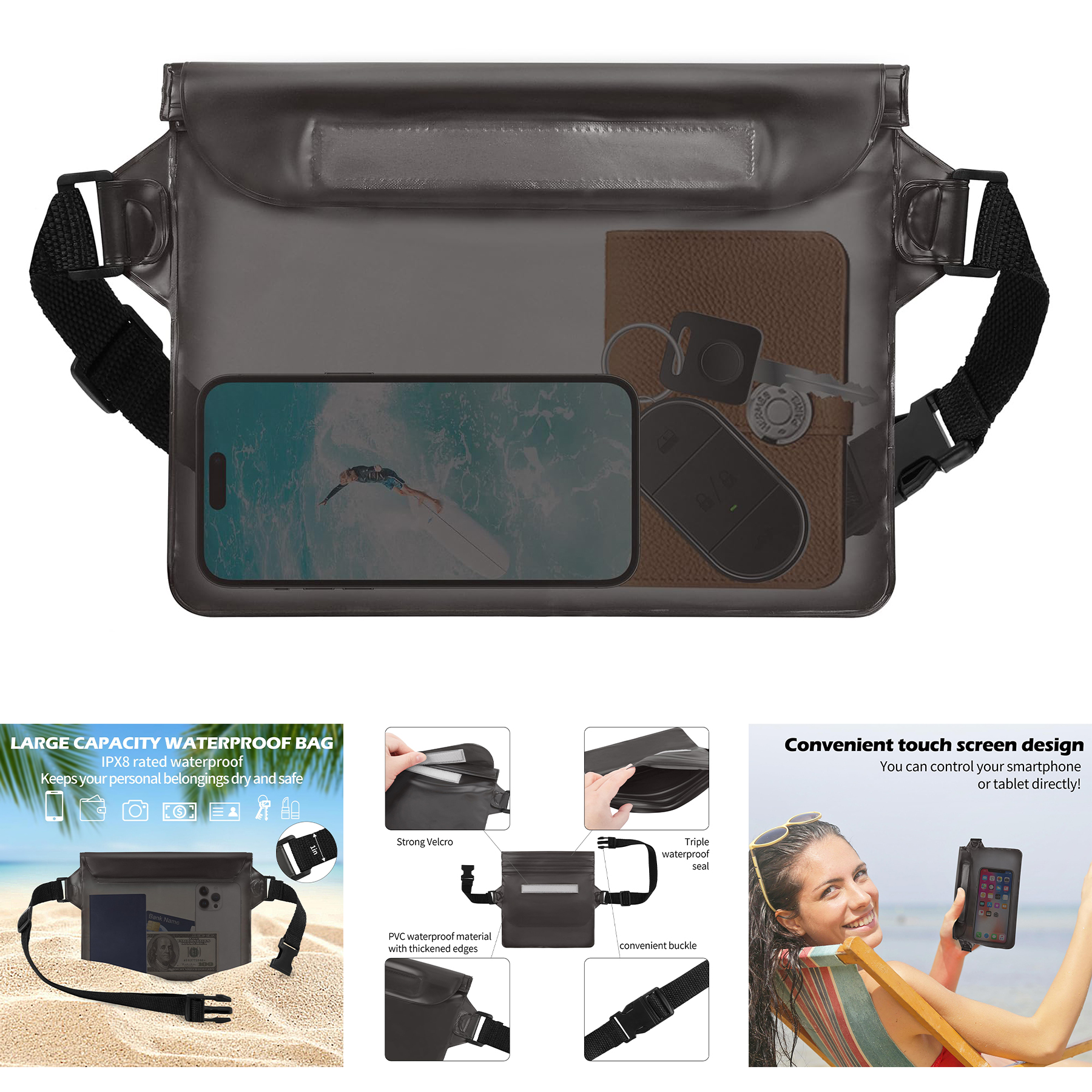 Waterproof Pouch with Adjustable Waist Strap 2