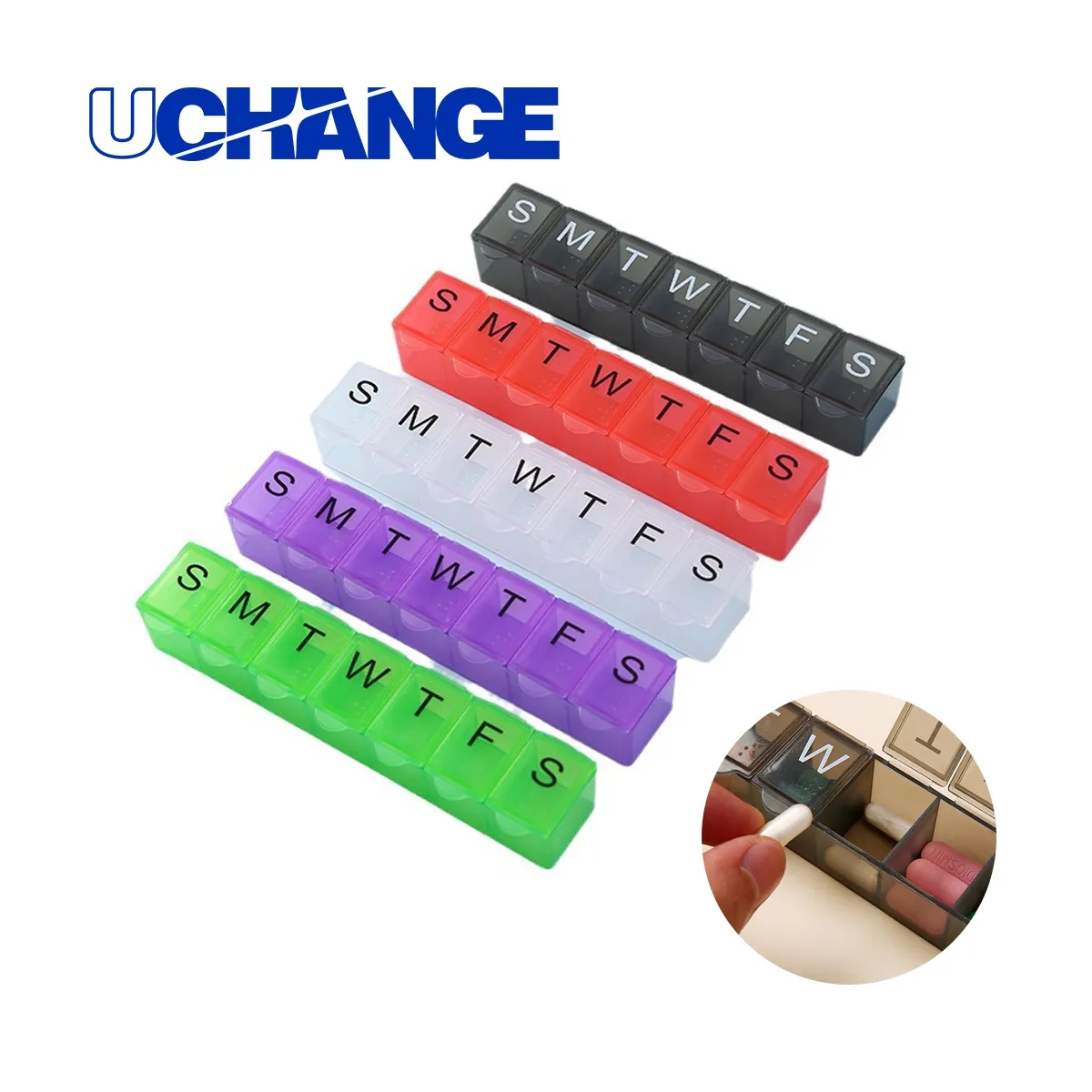 Weekly 7-Day Pill Organizer With Snap Lids 2