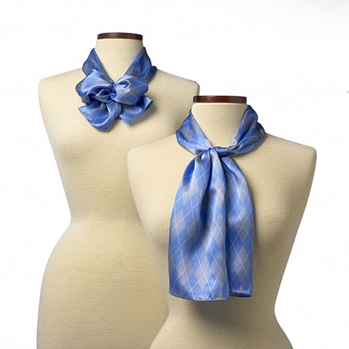 Royal Blue Argyle Silk Scarf (8"x45") 2