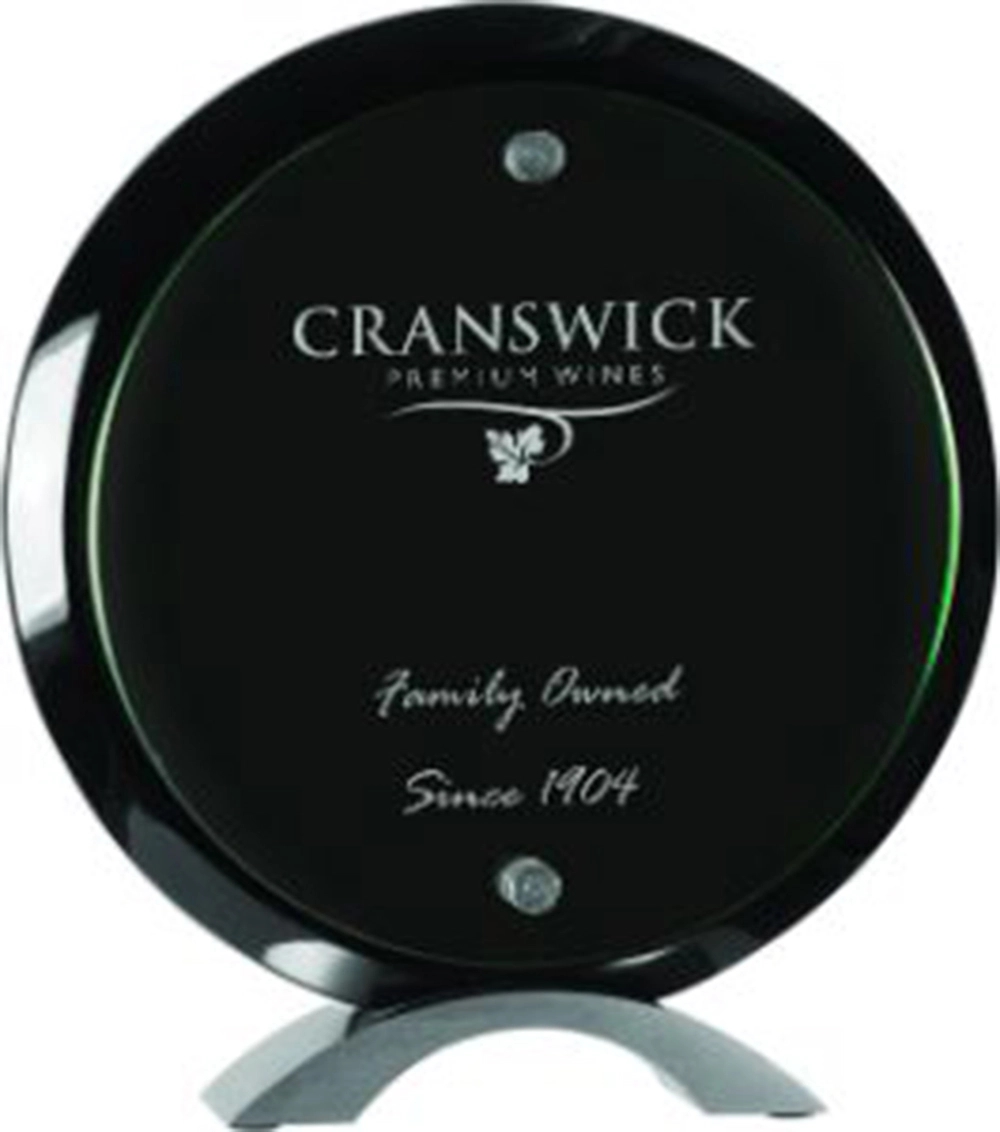 Round Black Piano Finish Floating Acrylic Standup 2