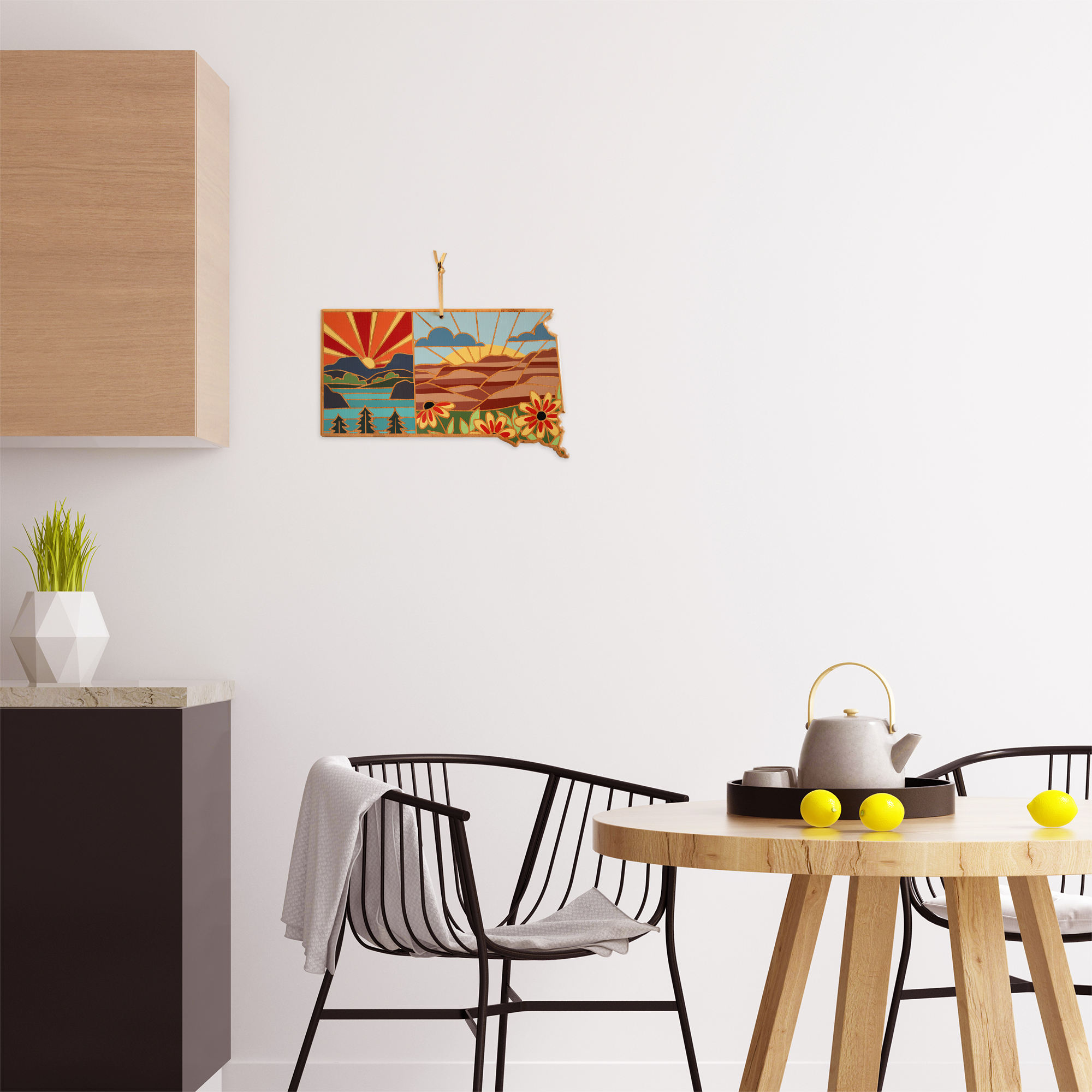 South Dakota State Shaped Serving and Cutting Board with Artwork by Summer Stokes 6