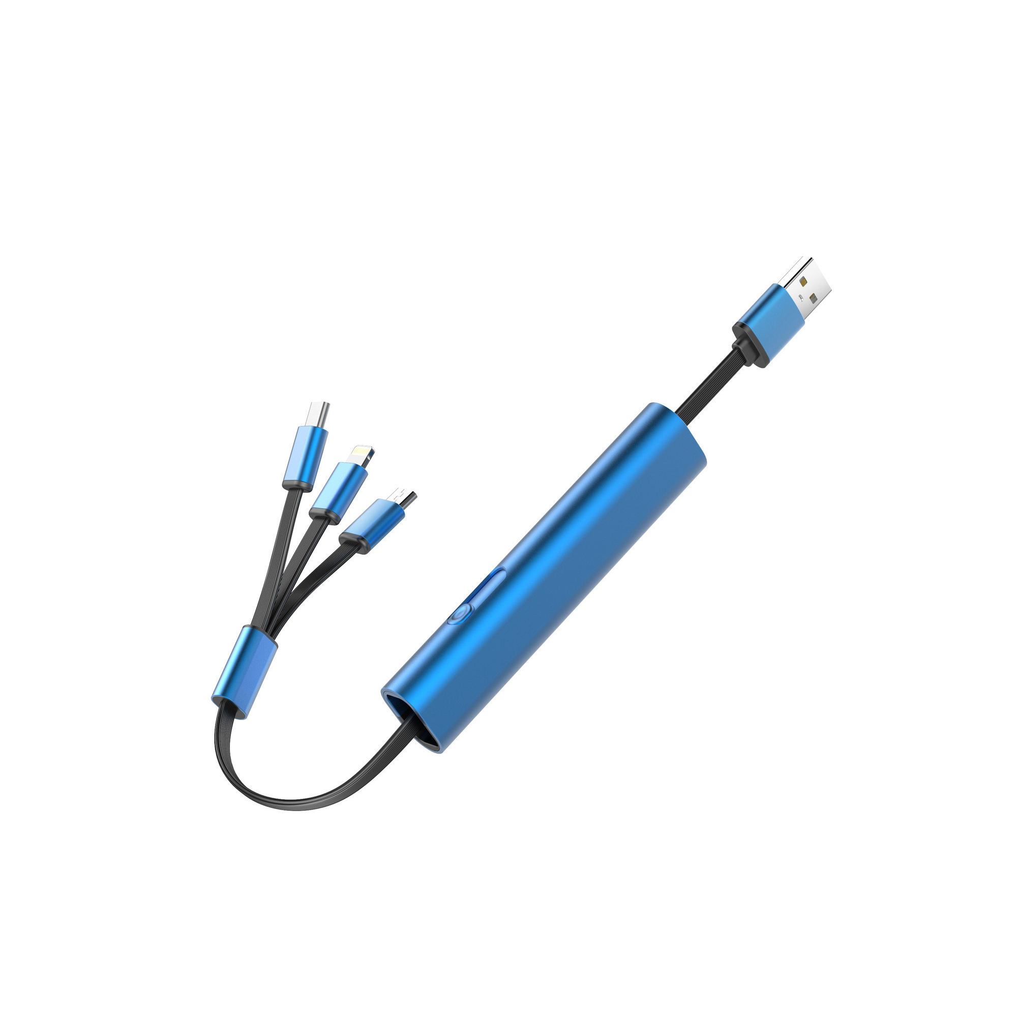 Metal Three In One Mobile Phone Charging Cable 4.2" x 0.9" 1