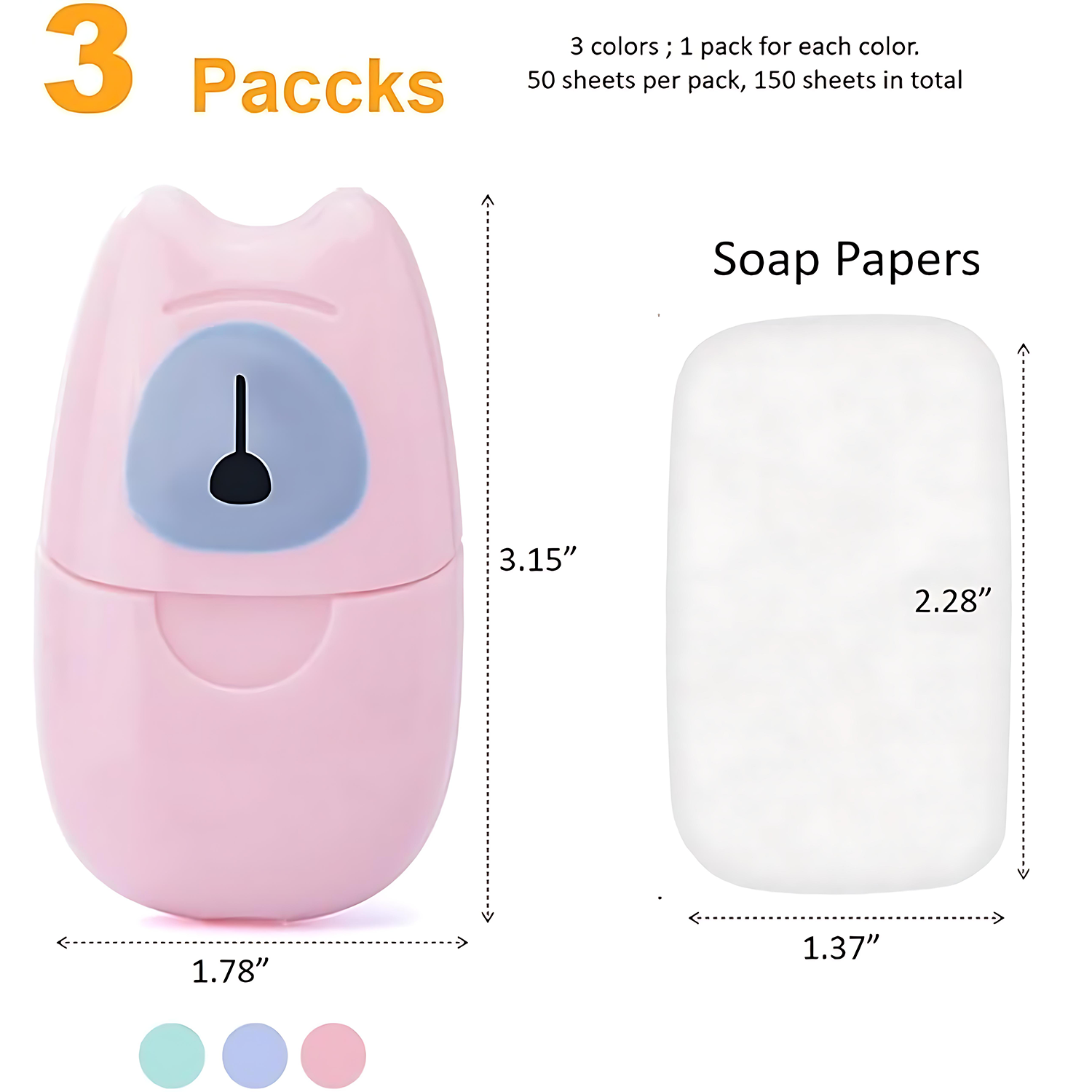 50 Pieces Portable Disposable Travel Soap Paper 5