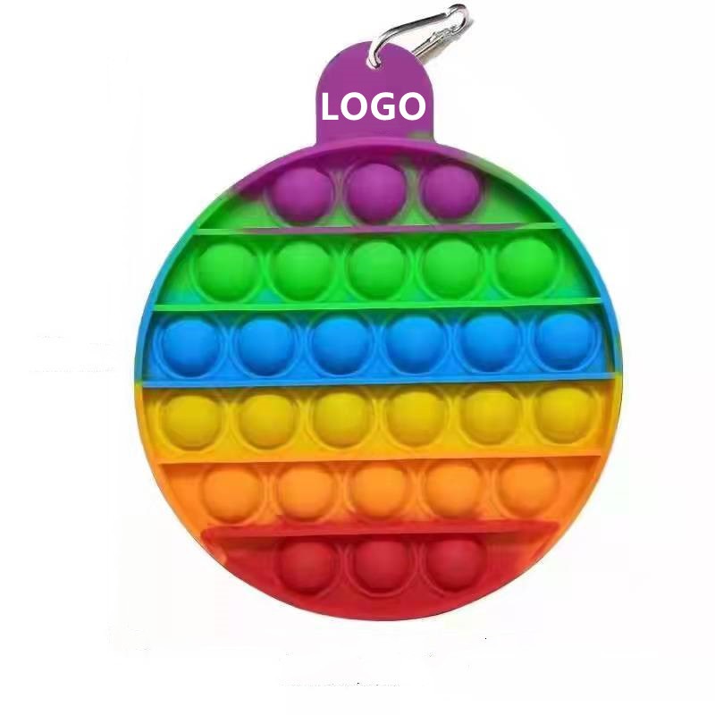 Round Rainbow Push Bubble Fidget Sensory Silicone Toy 3