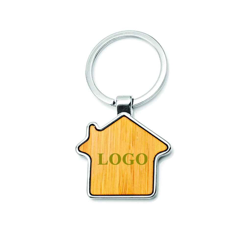 BAMBOO HOUSE KEY CHAIN WITH METAL TRIM 2