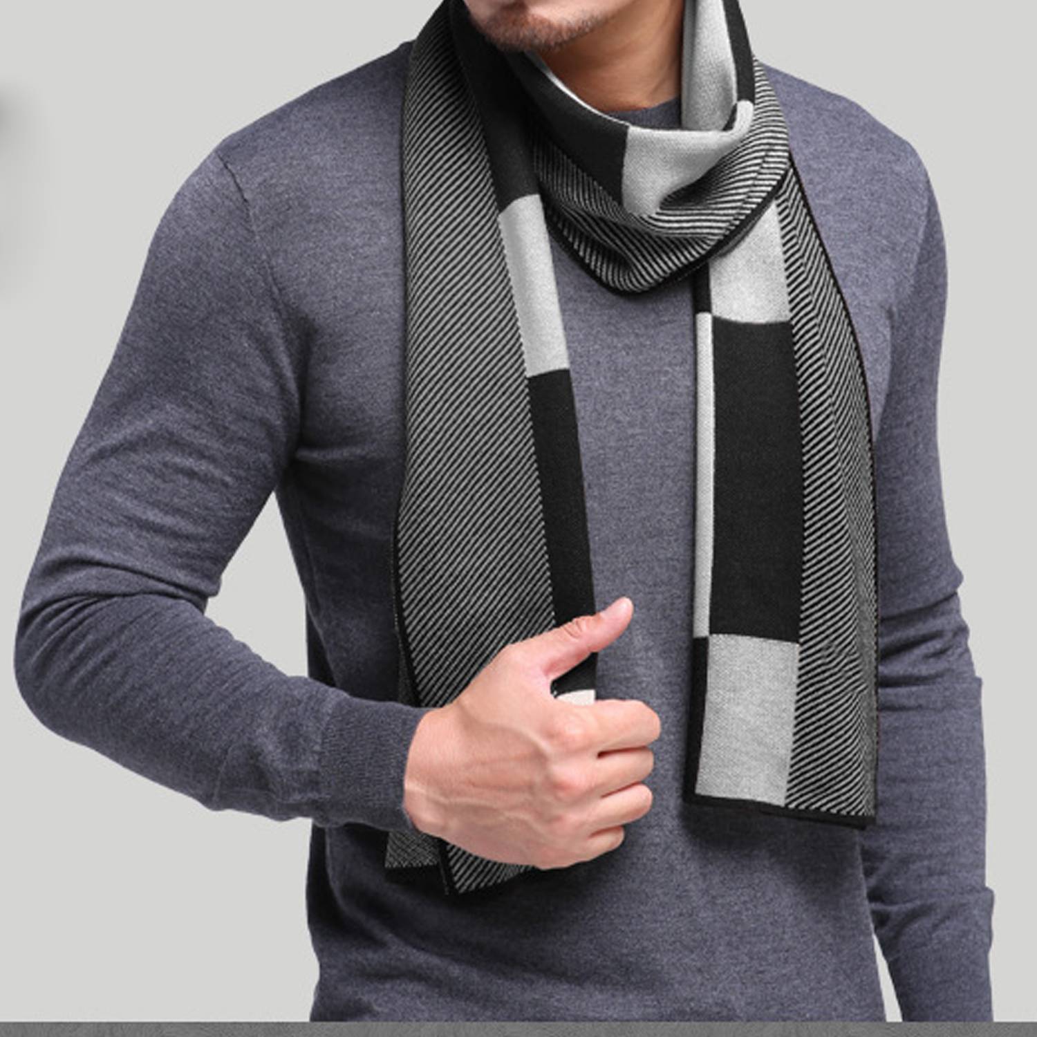 Autumn And Winter Fashion Warm Thick Men's Checkered Scarf 6