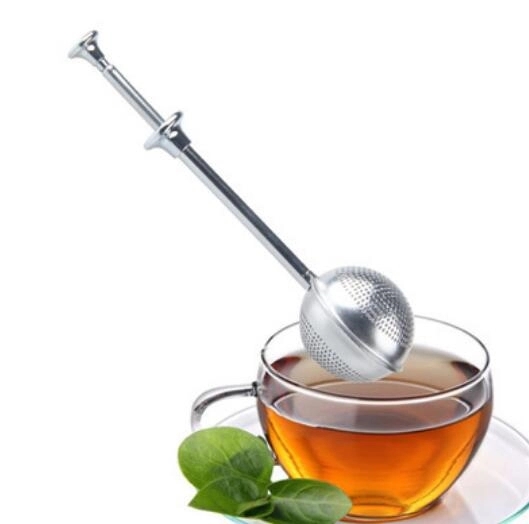 Stainless Steel Push Style Tea Ball Strainer 2