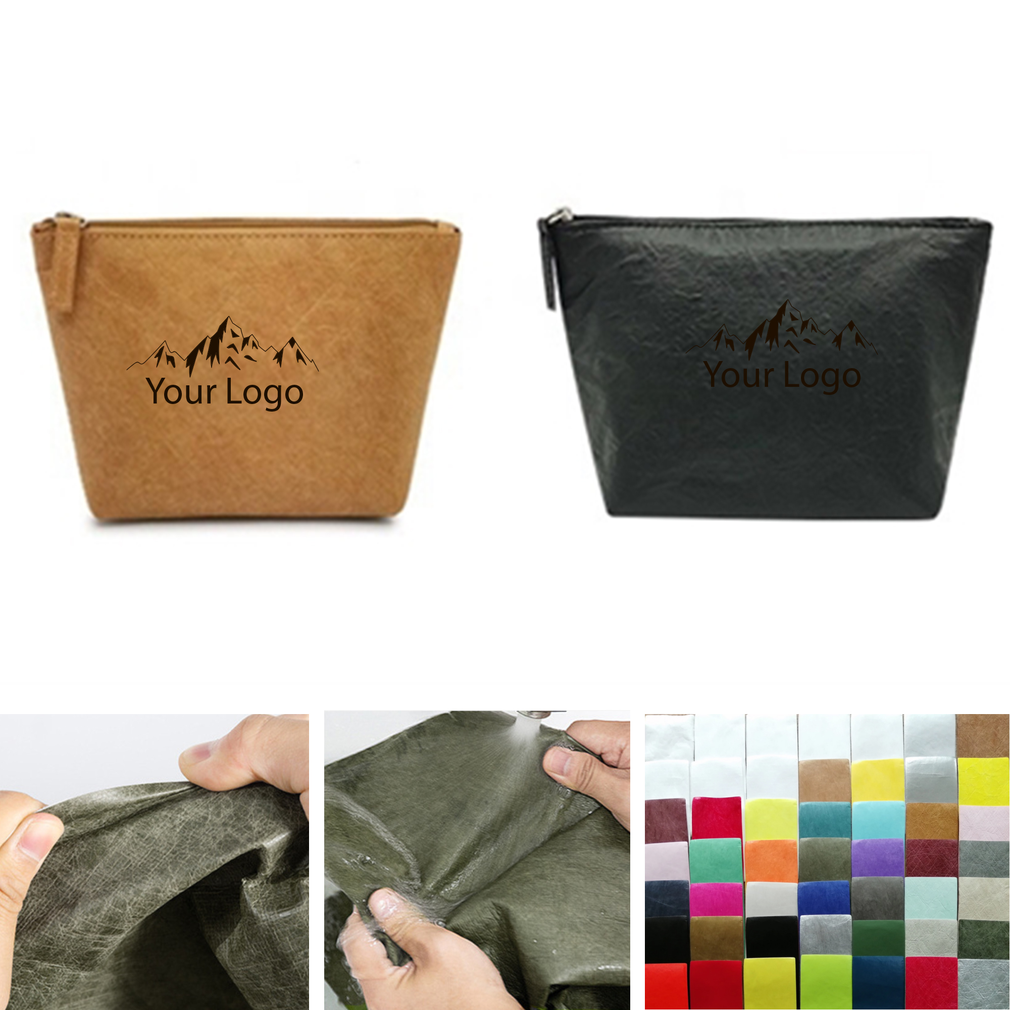 Dupont Paper Zipper Cosmetic Bag Kraft Storage Pouch 7