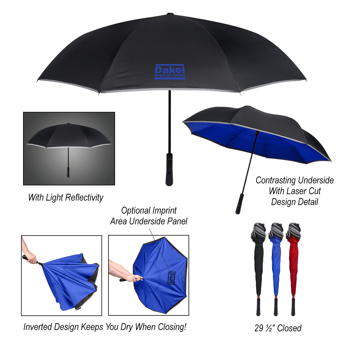 48" Arc Reflective Edge Inversion Umbrella 6