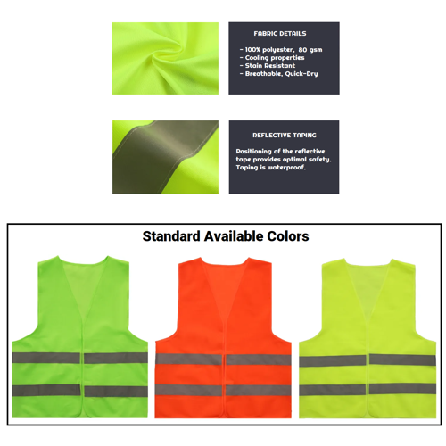 VISIPRO Unisex Hook & Loop Reflective Safety Vest with Bands 4