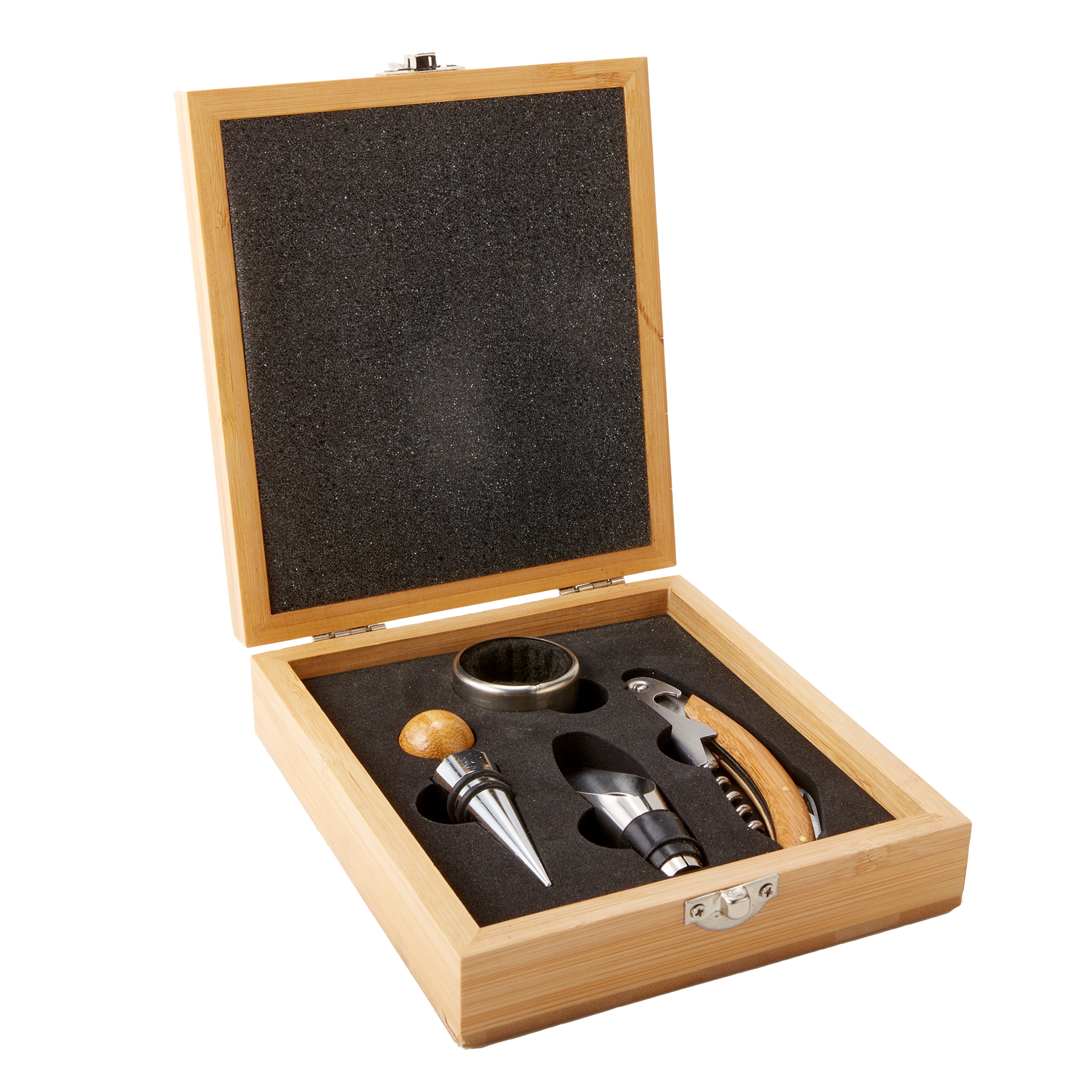 4 Piece Bamboo Wine Tool Set 4