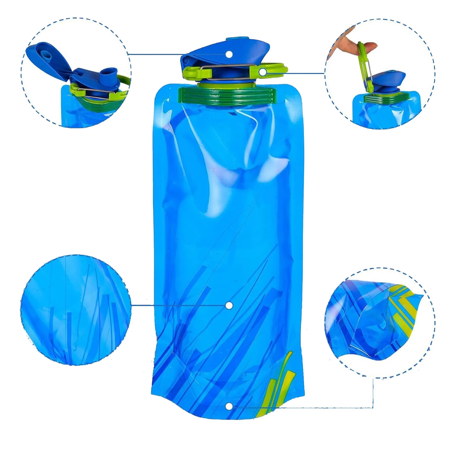 24oz Large Foldable Water Bottle with Leakproof Lid 5