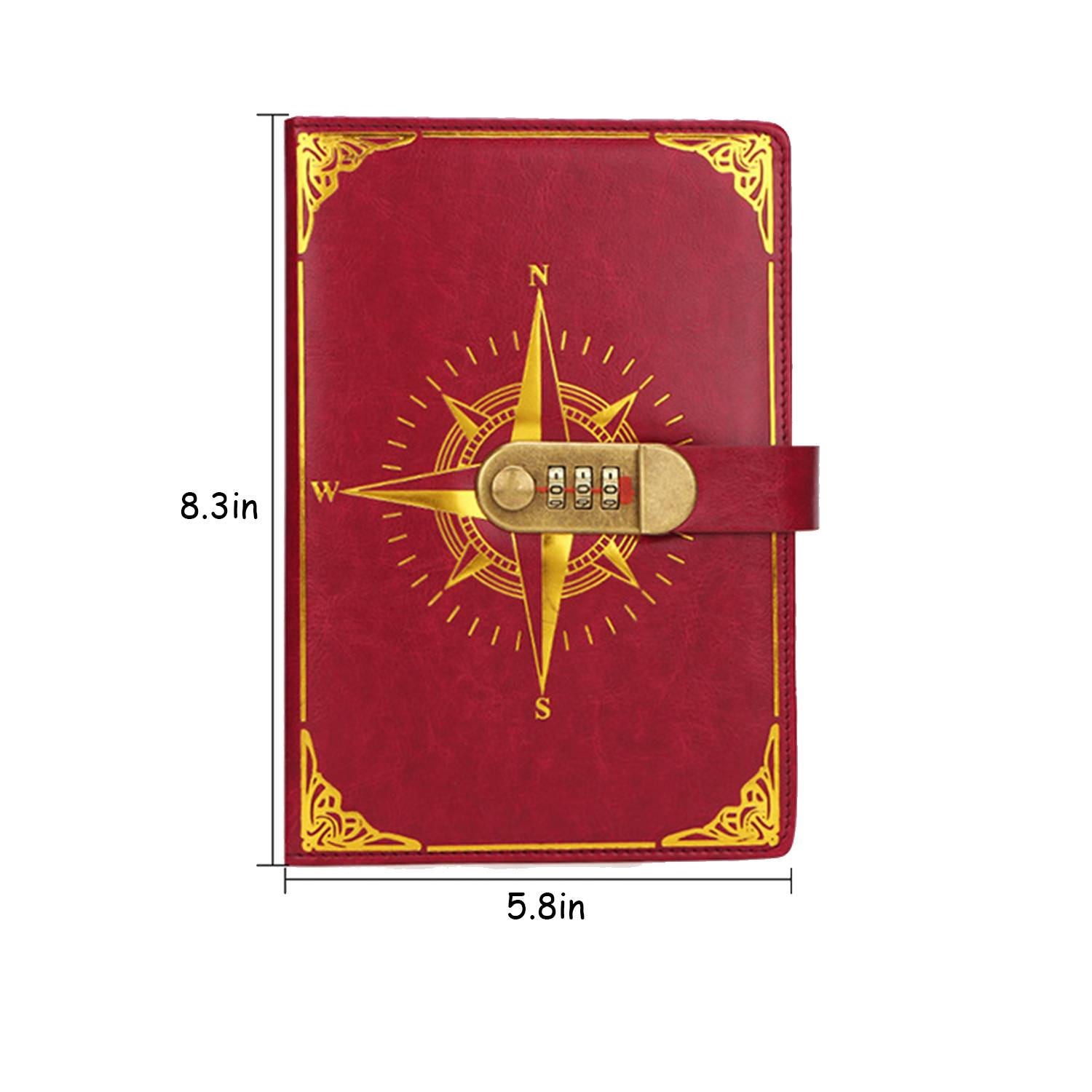 A5 PU Leather Journal Notebook w/ Password Lock 4