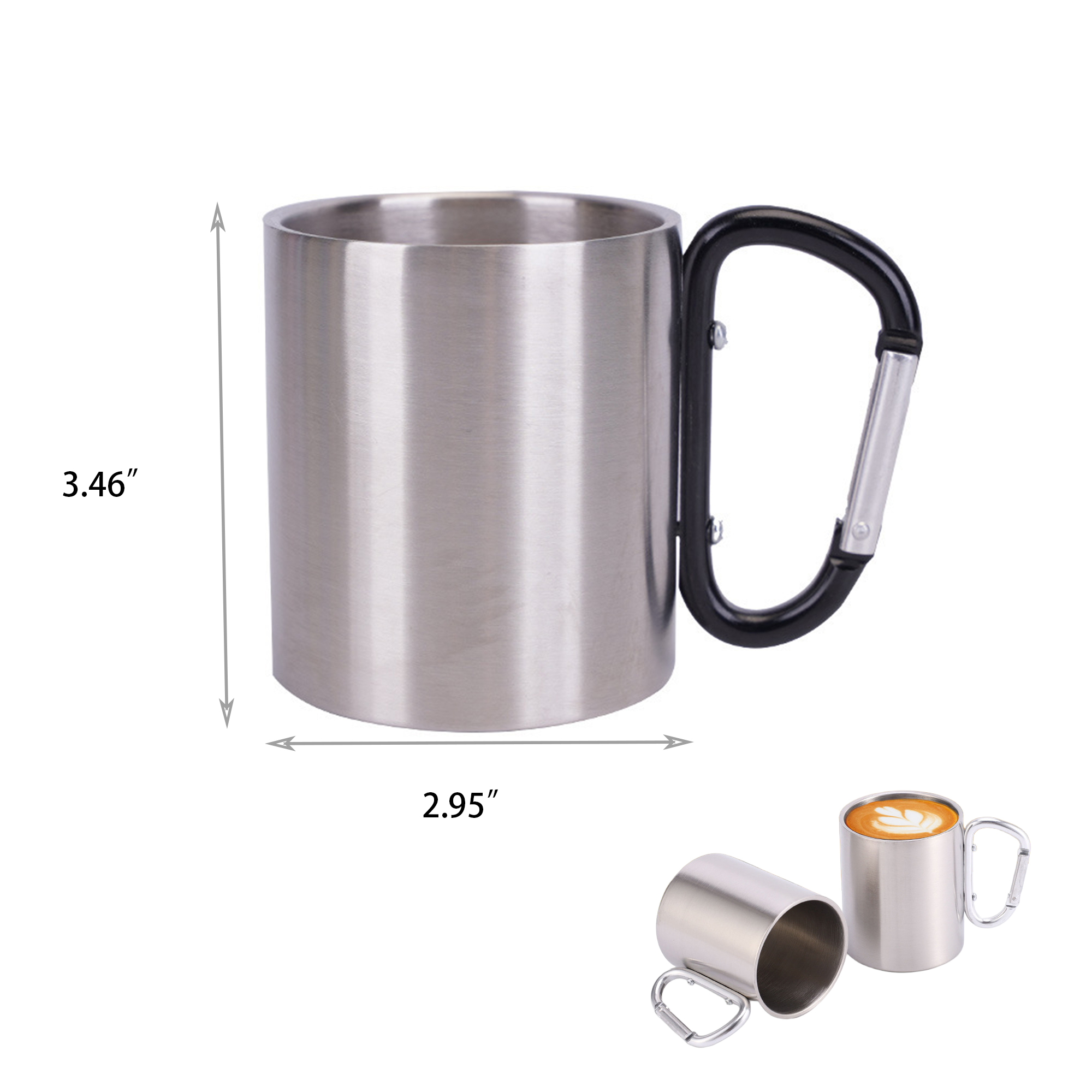10 oz Carabiner Camping Stainless Steel Mug MOQ 50 3