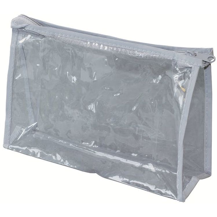 Vinyl Toiletries Bag Clear with Gray Trim 2