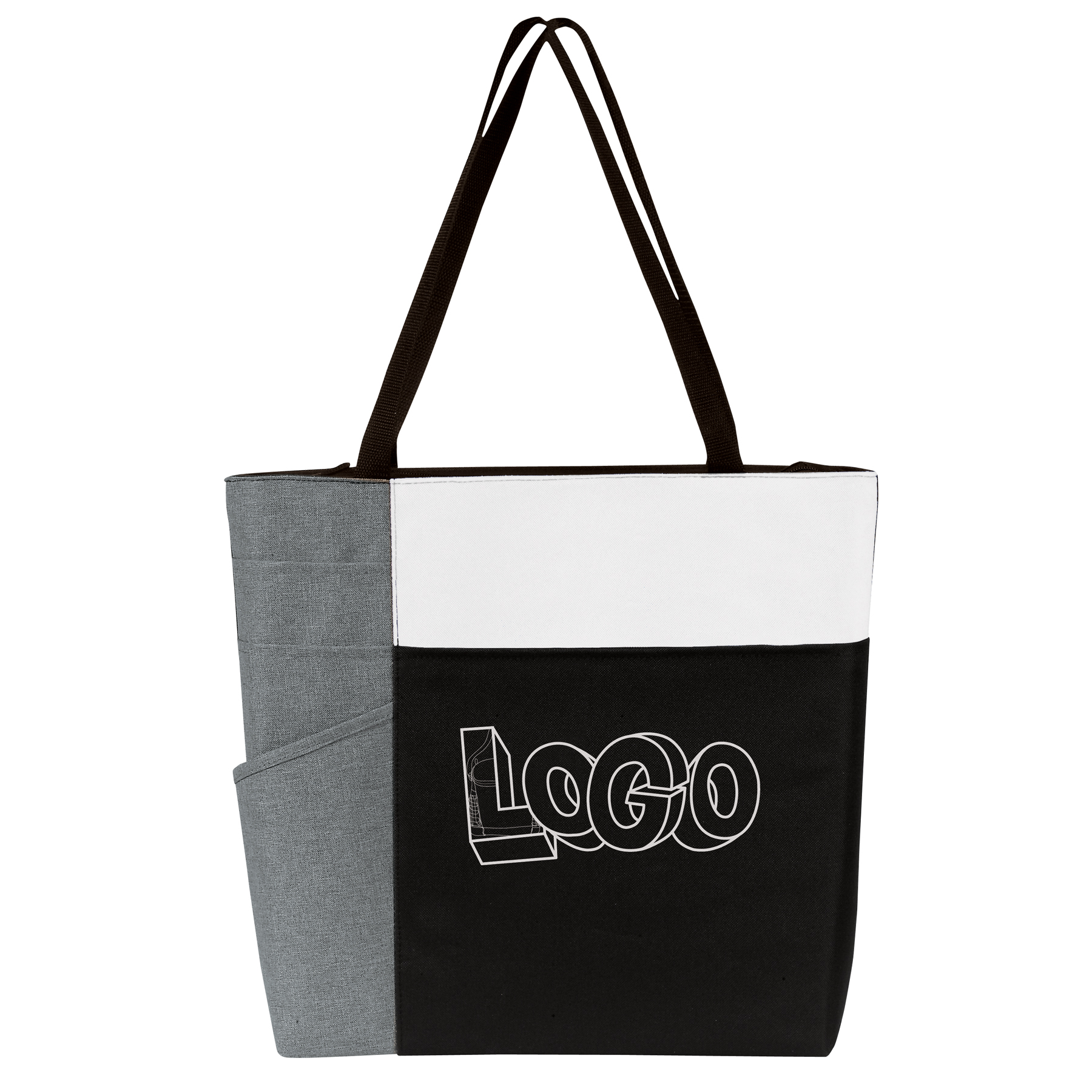 Three-Tone Color Block Zip Tote Bag 4