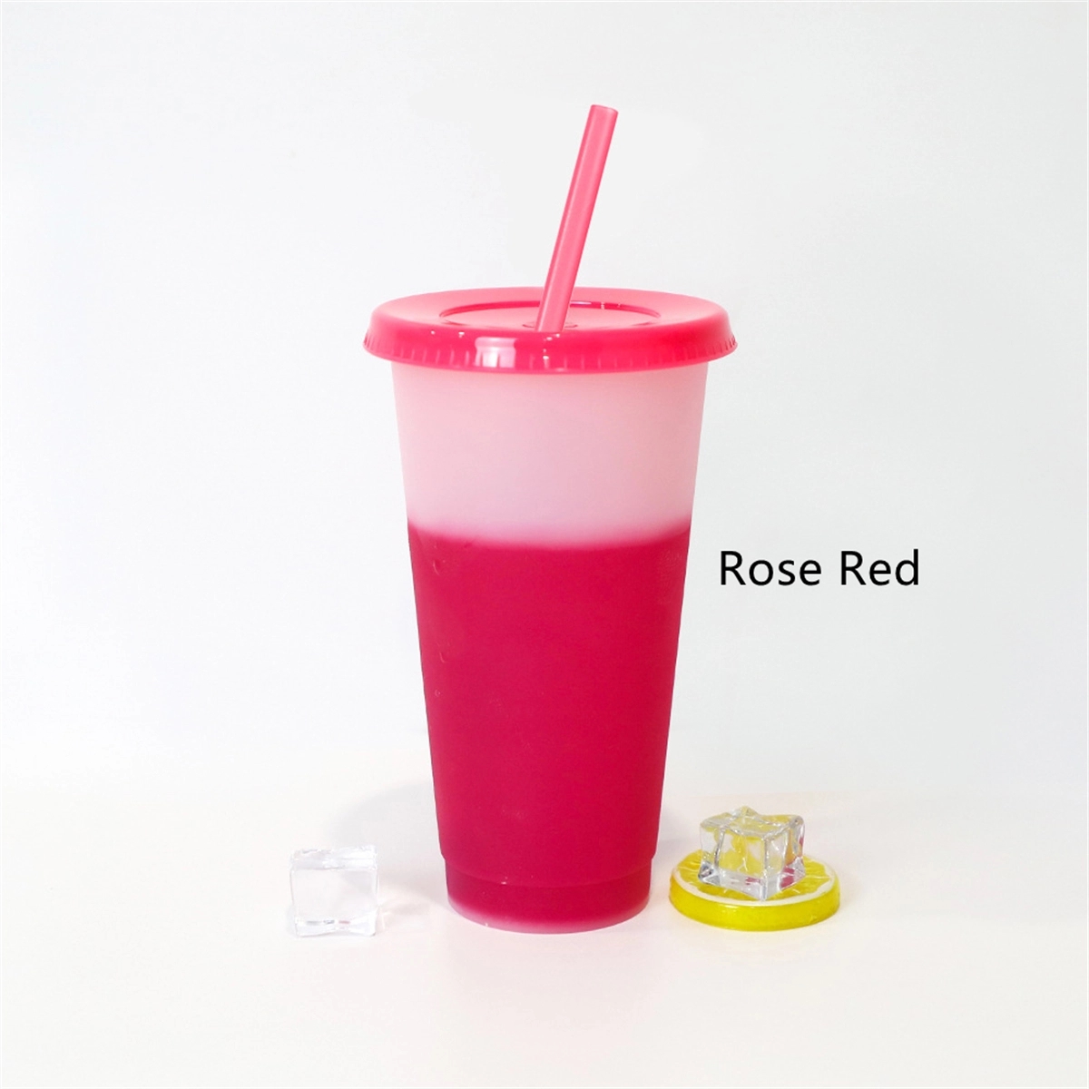 Color Changing Cups Plastic Tumblers With Lids & Straws 24Oz 7