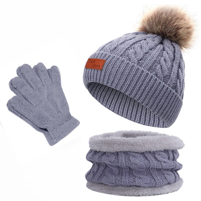 Kids Winter Knit Hat Scarf Glove Set 4