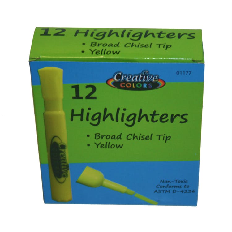 Yellow Highlighters - 12 Pack Chisel Tip 1