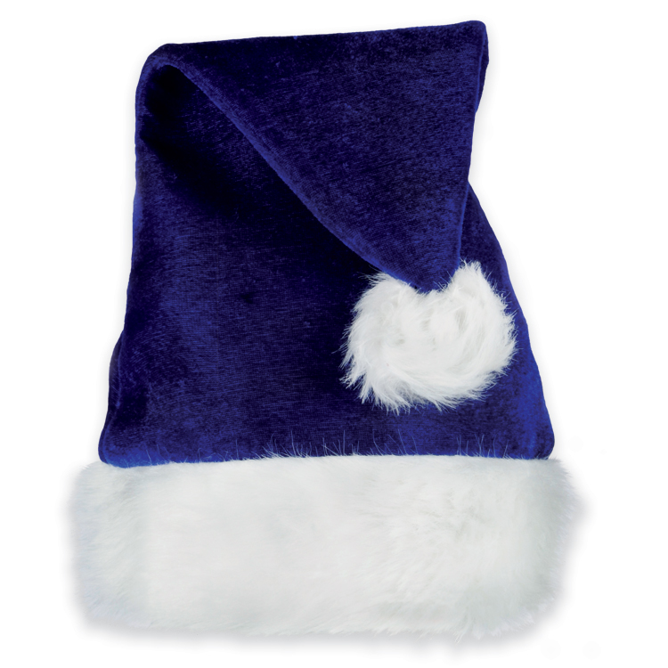 Blue Velvet Santa Hat w/ Plush Trim 1