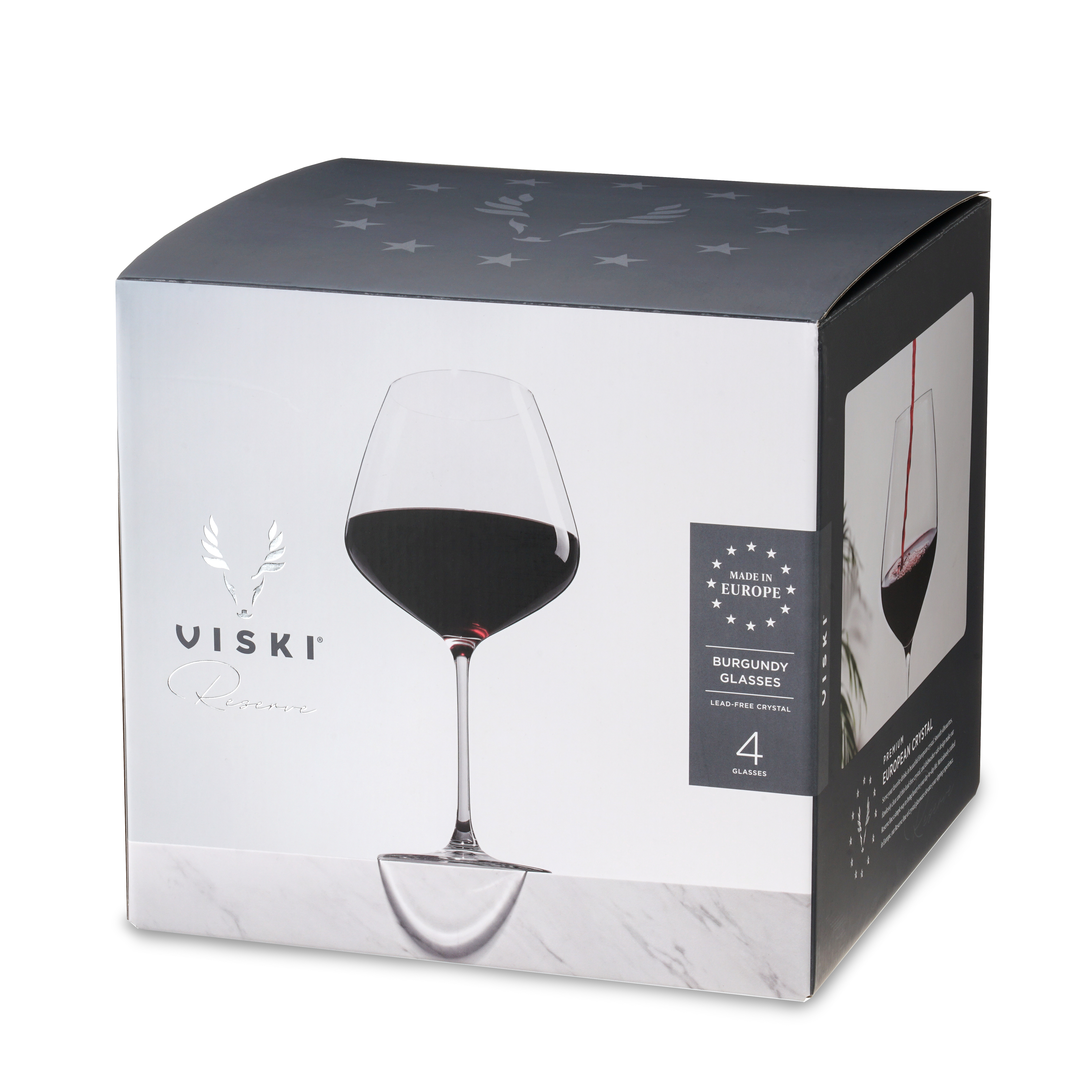 Viski® Reserve Inez Crystal Burgundy Glass, set of 4 5