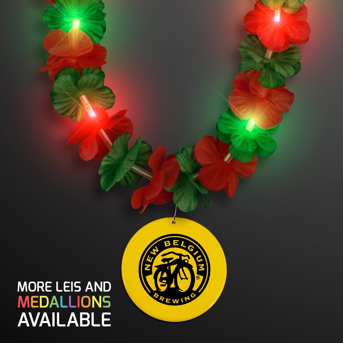 LED Christmas Hawaiian Lei Party Necklace with Medallion 10