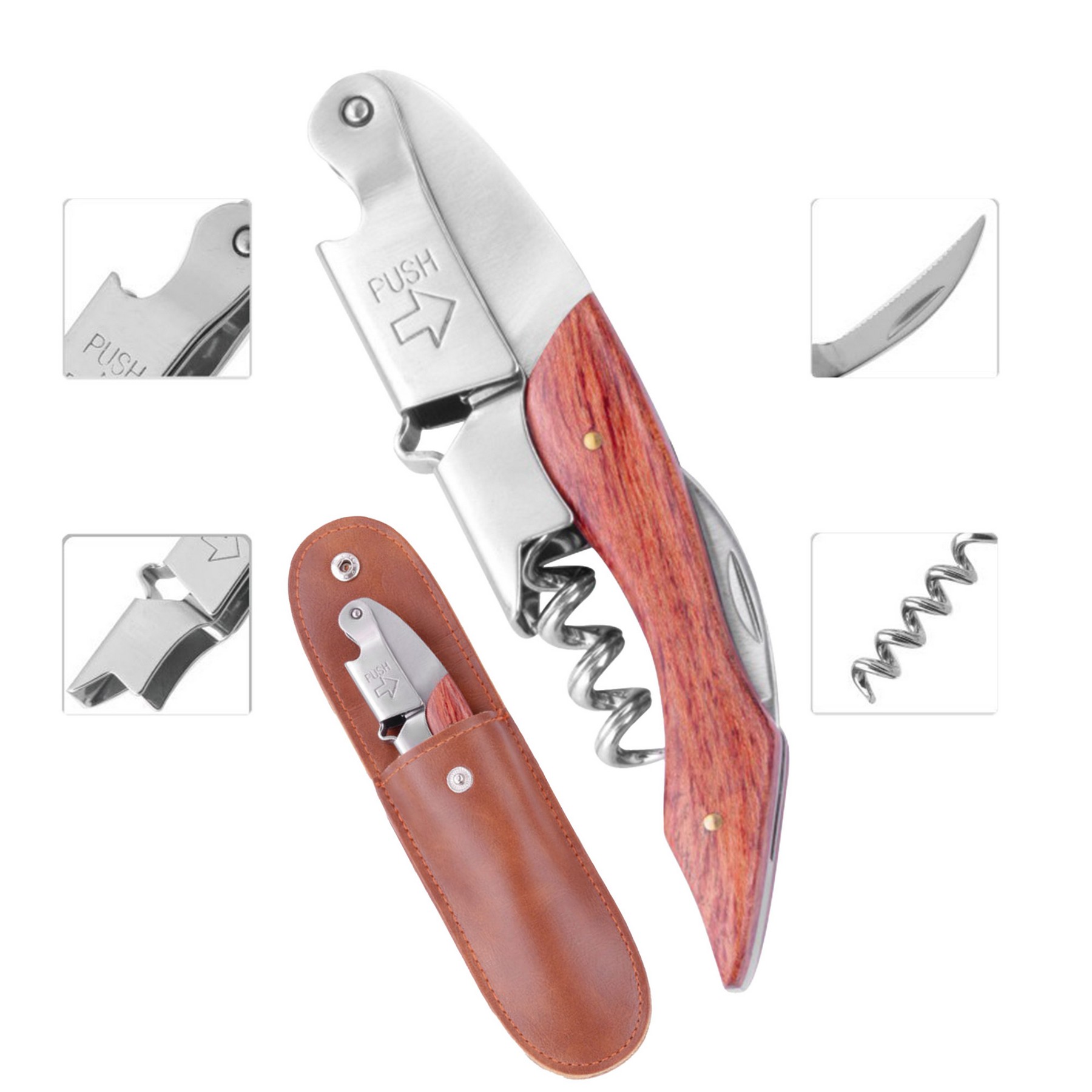 Stainless Steel Wood Handle Wine Opener 6