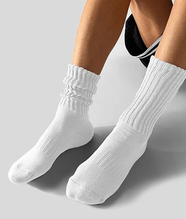 Cotton Slouch Crew Socks Ribbed Style 4