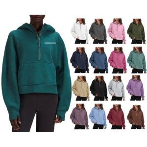Women Half Zip Cropped Hoodies 4