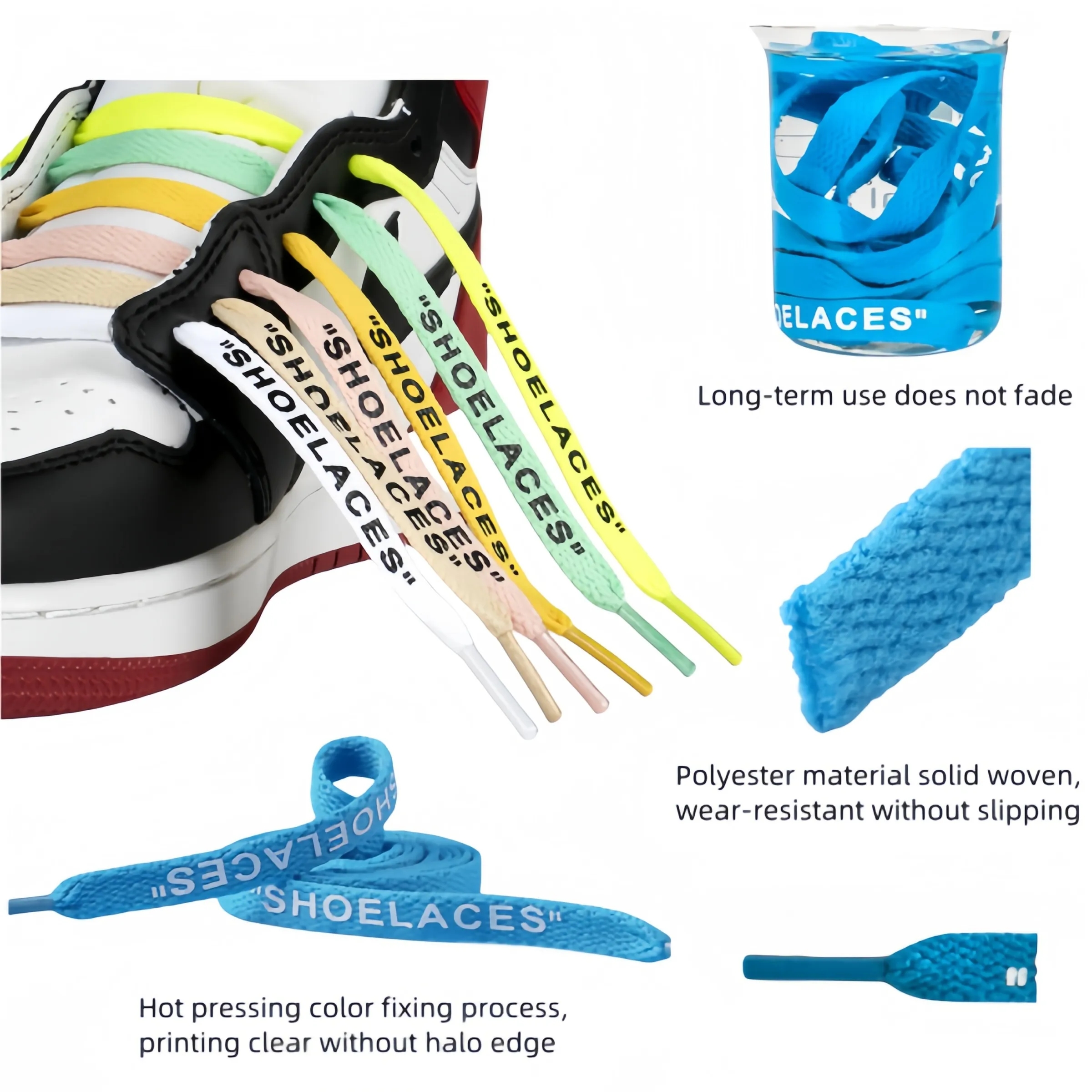 Text Printed Flat Shoelaces 5