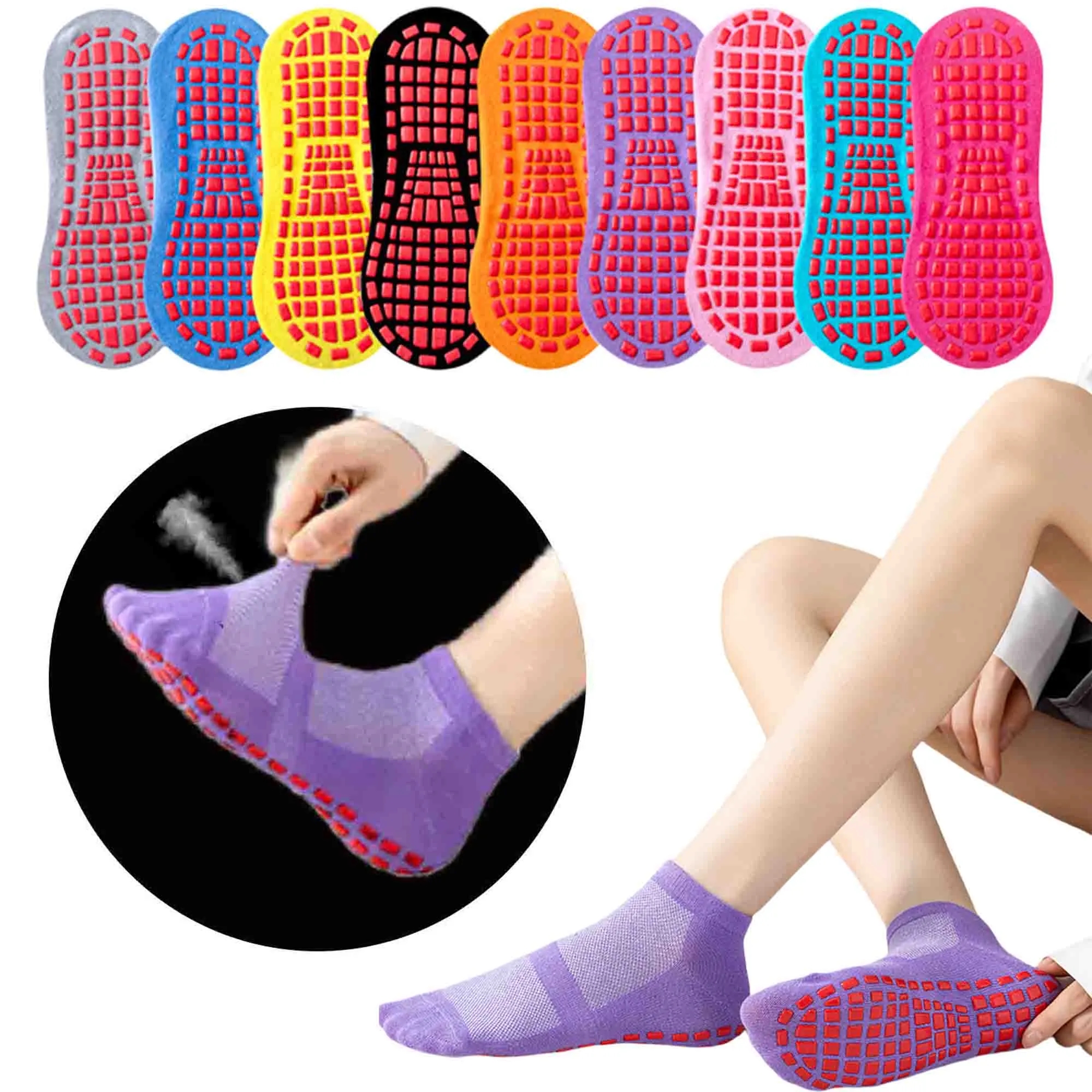 Breathable Adult Non Slip Yoga Pilates Grip Socks 3