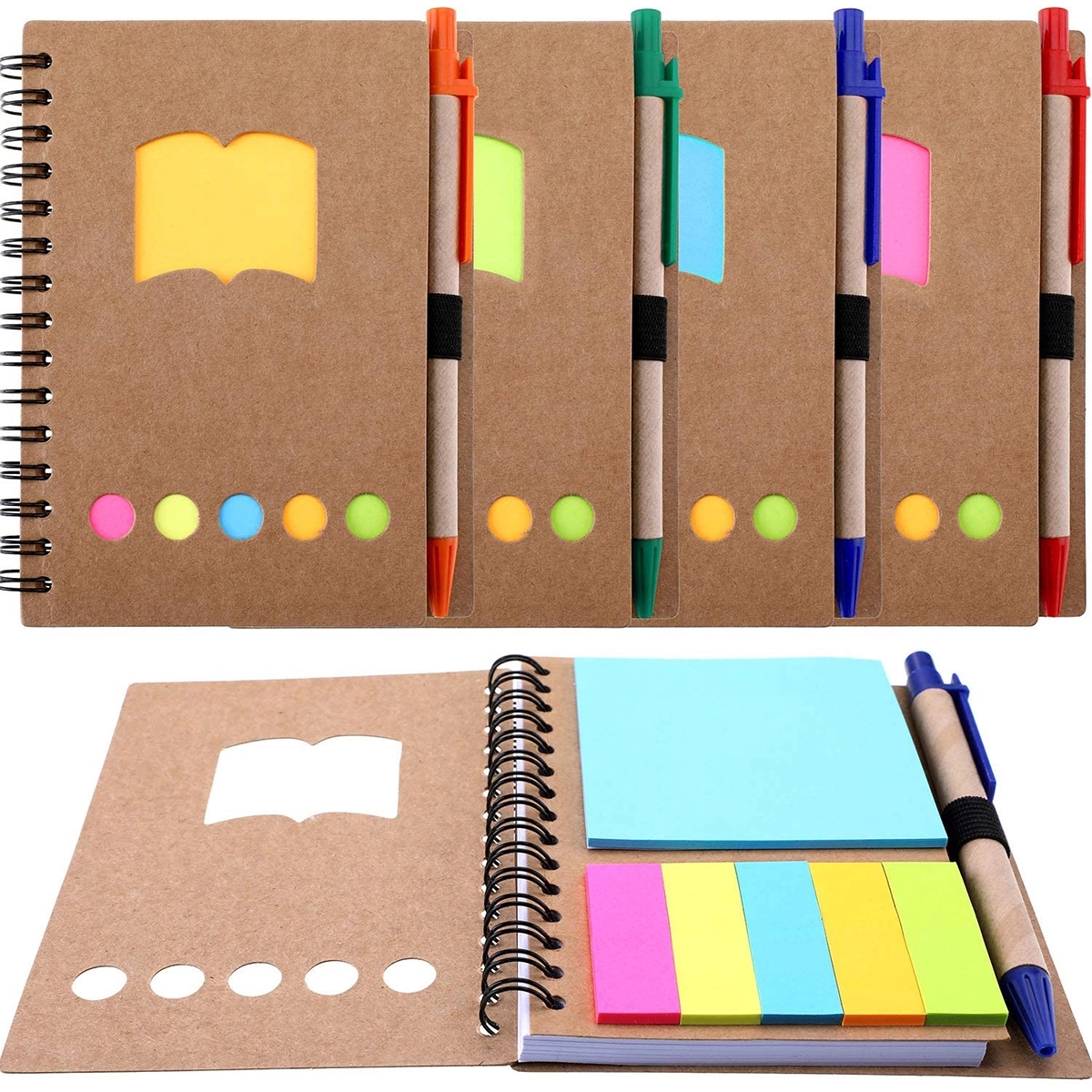 Spiral Notebook with Pen In Holder and Tabs 3