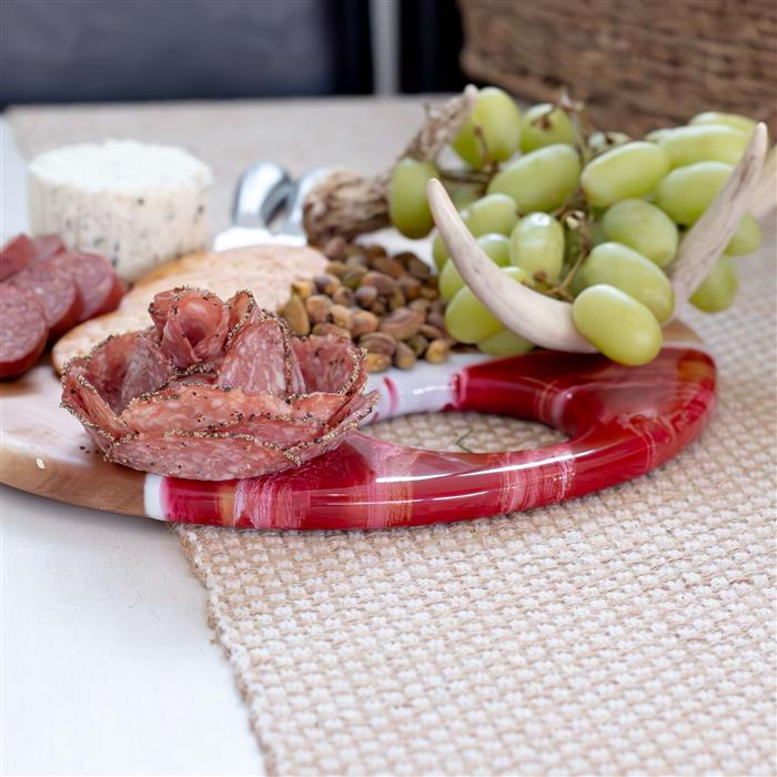 Large Round Acacia Board With Dip Holder 36
