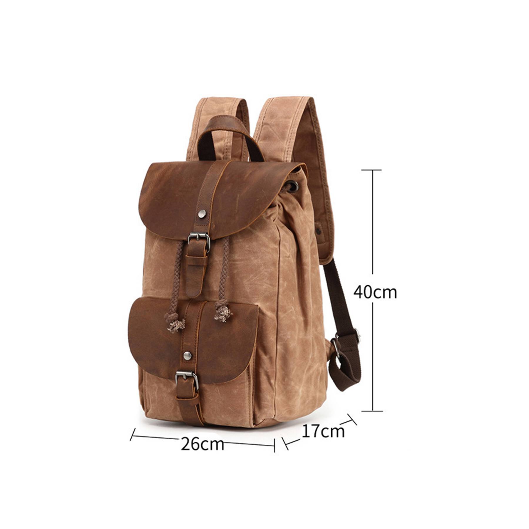 Vintage Waterproof Backpack Daypack Made of Canvas Leather 2