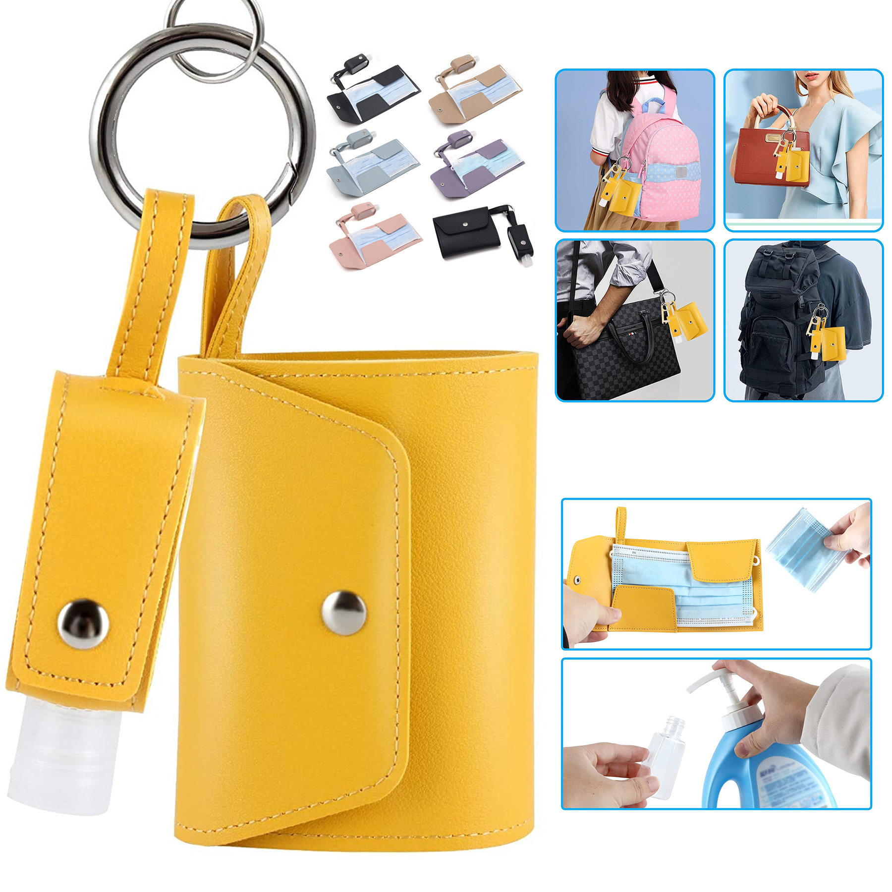 Mini Hand Sanitizer Holder Keychain With Face Mask Holder Case