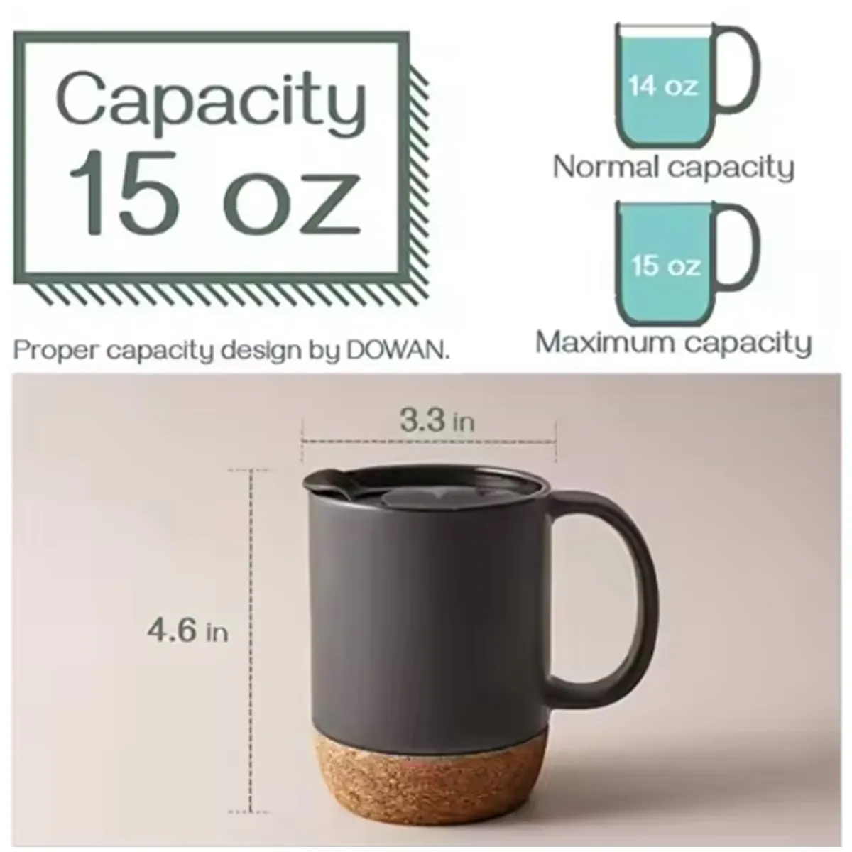 15 OZ Mug Coffee Tea Latte Handle Ceramic Cup 4