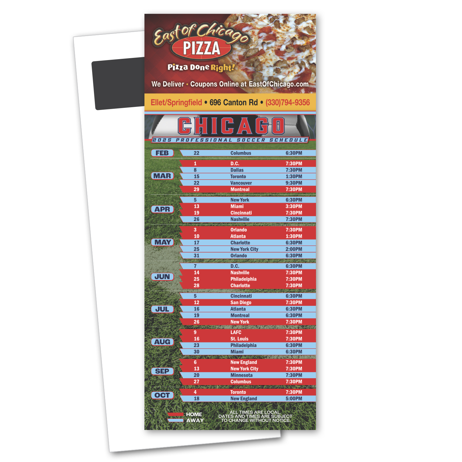 Soccer Schedule Magnetic Stick Up Card 1