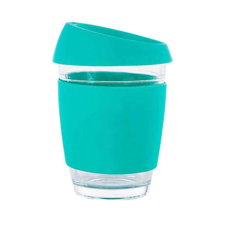 Reusable Glass Coffee Mug Travel Cup with Spill Proof Lid 4