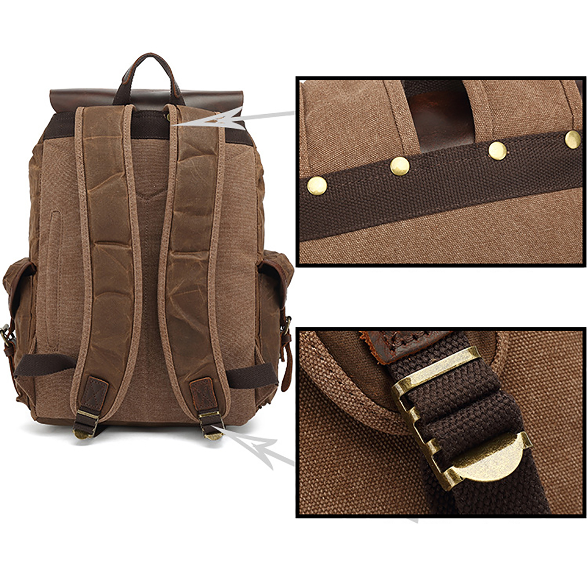 Canvas Backpack Travel Leather Bag Laptop 3