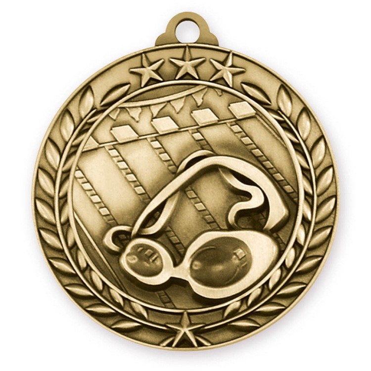 Swimming Wreath Award Medallion (2-3/4") 2