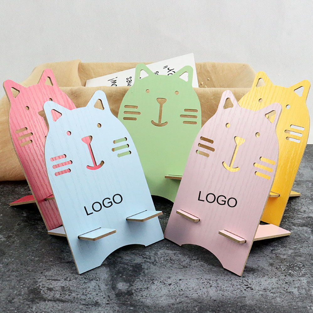 Cat Shape Wooden Portable Cellphone Stand 1
