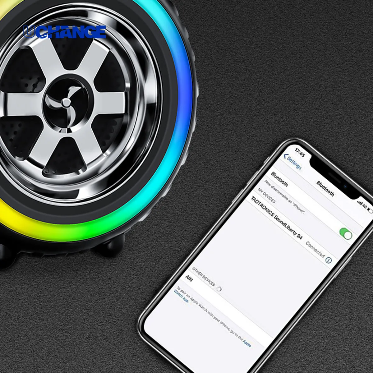 Tire-Shaped Bluetooth Speaker With RGB Ring Light 2