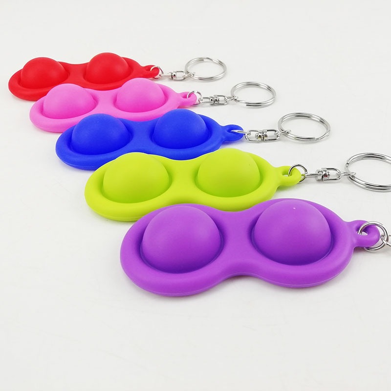 Pure Silicone 2PCS Bubbles Dimple Sensory Fidget Toys w/Keychain 6