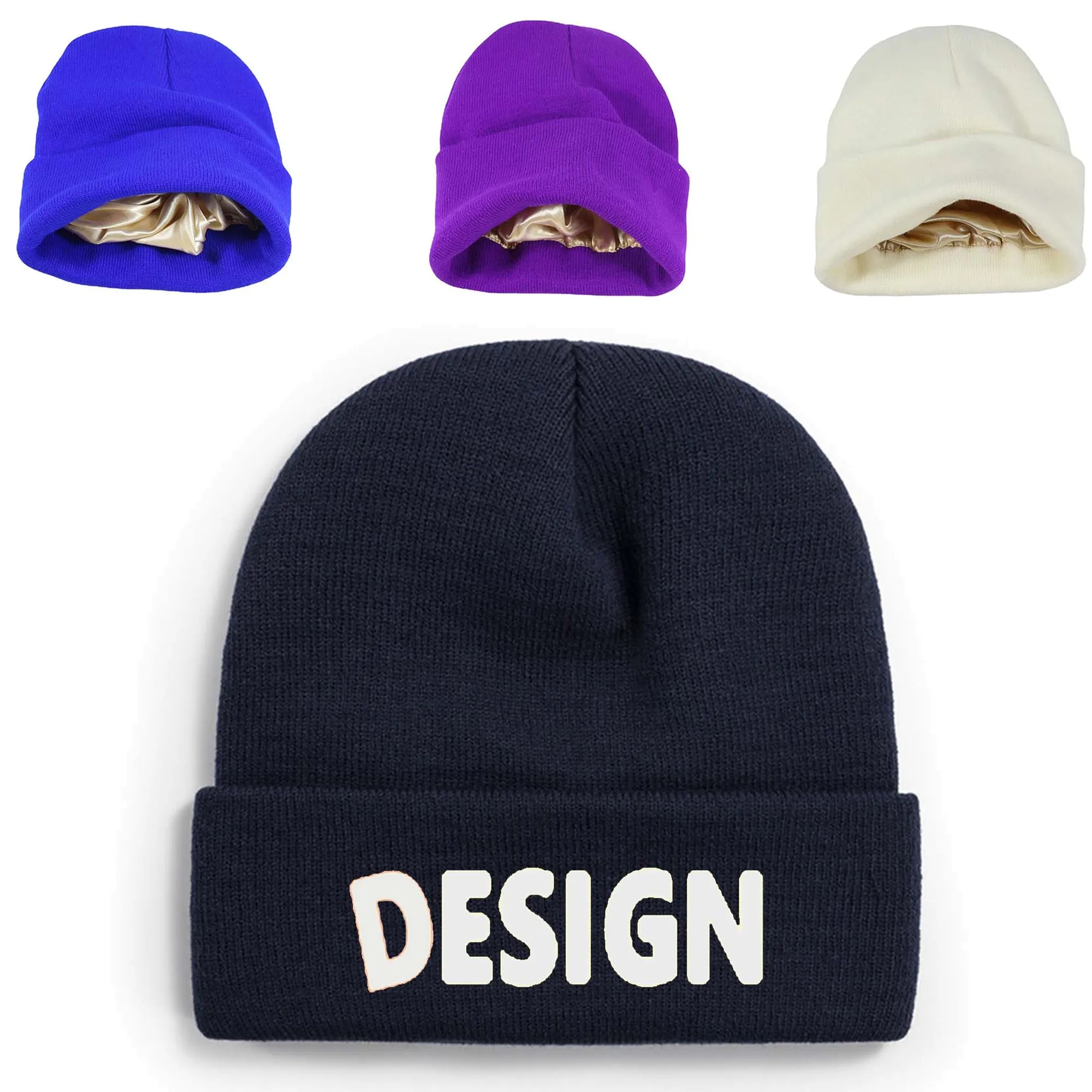Knitted Beanie Cap with Satin Lining 3