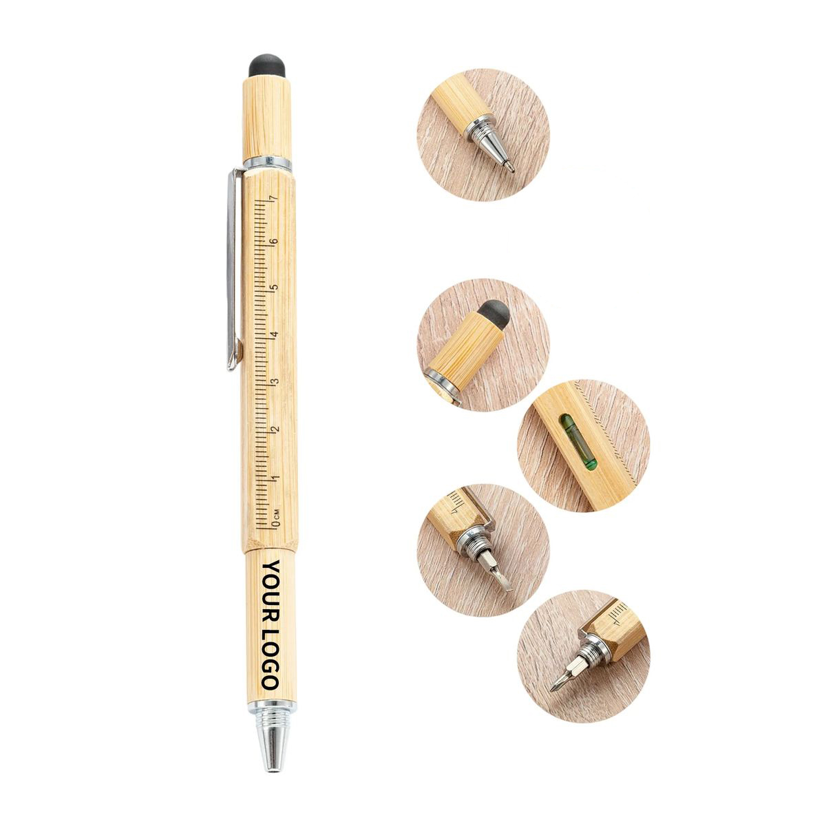5-in-1 Bamboo Pen with Ruler and Screwdriver 2