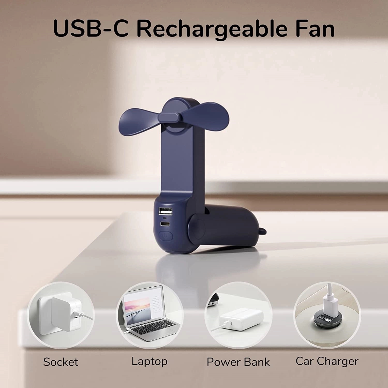 3 In 1 USB Rechargeable Handheld Fan 1