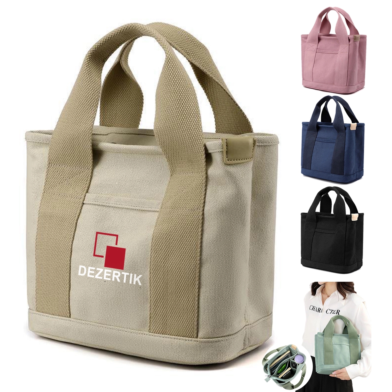 Large Capacity Canvas Tote Bag, custom tote bag with logo imprint 1
